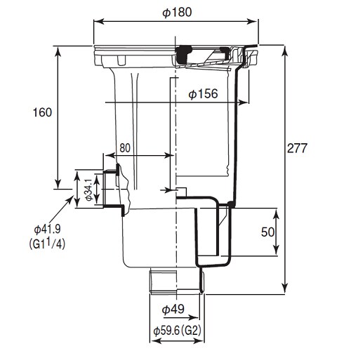 樹脂製流しトラップ D−14BKL
