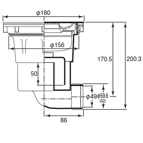 樹脂製流しトラップ D−14EC