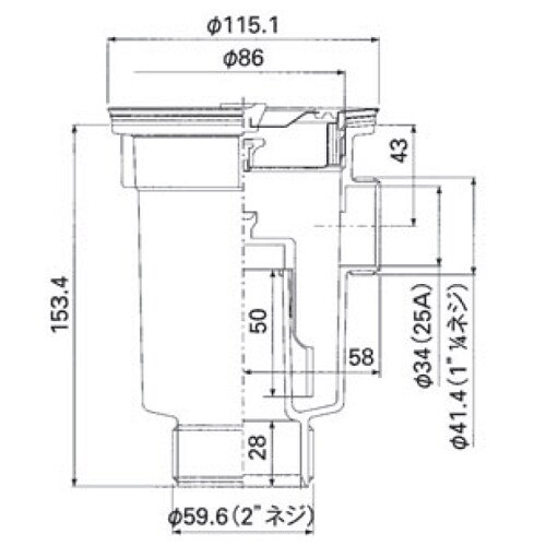 樹脂製流しトラップ D−14MT−L