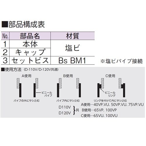 露出型ベントキャップ・塩ビ製