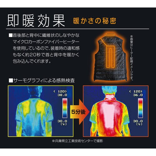 WVーS20 防寒あったかベスト ブラック S