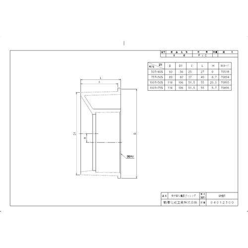 UHBT75TX50S 排水受差偏芯ブッシング