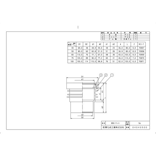 前澤 SJ100 排水特殊継手 差込ソケット SJ
