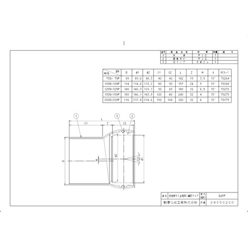 OJFP100SX100P 排水継手 自在上流