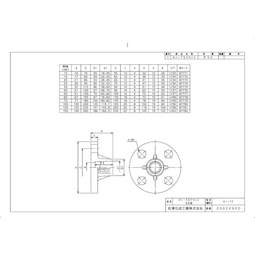 前澤 HITF5K65 HI TSフランジ 5K