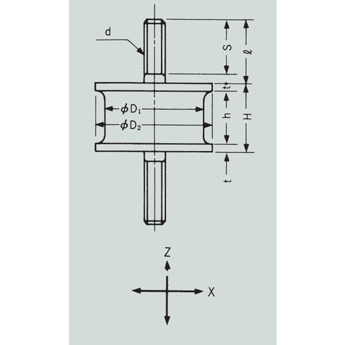 丸型防振ゴム EA2005 両ネジタイプ