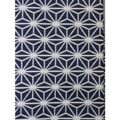 #1910 紺 麻の葉柄和手ぬぐい100cm