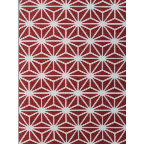 #1910 エンジ 麻の葉柄和手ぬぐい100cm