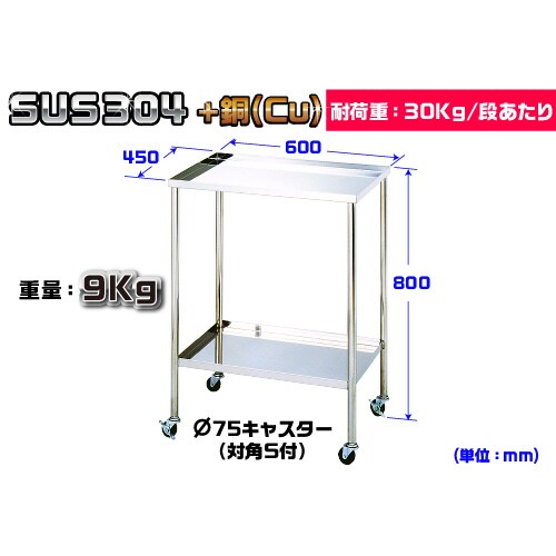 抗菌ステンレス 皿型ワゴン