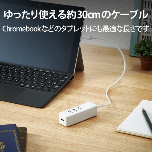 USBハブ USB2.0 A3/C1ポート 白