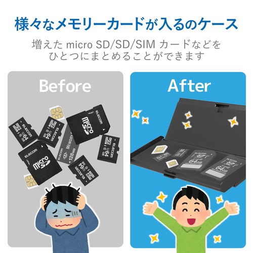 クリップ付メモリカードケース マルチ ブラック