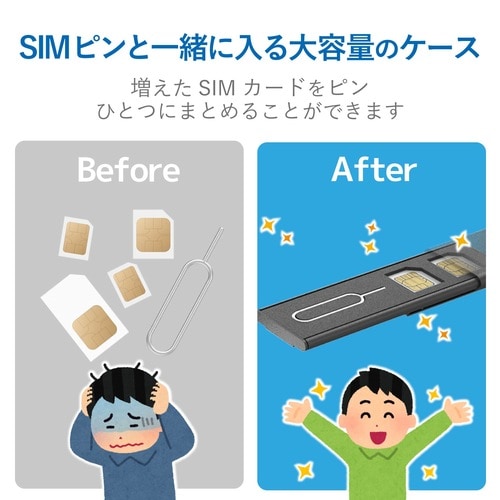 クリップ付 SIMカードケース ブラック