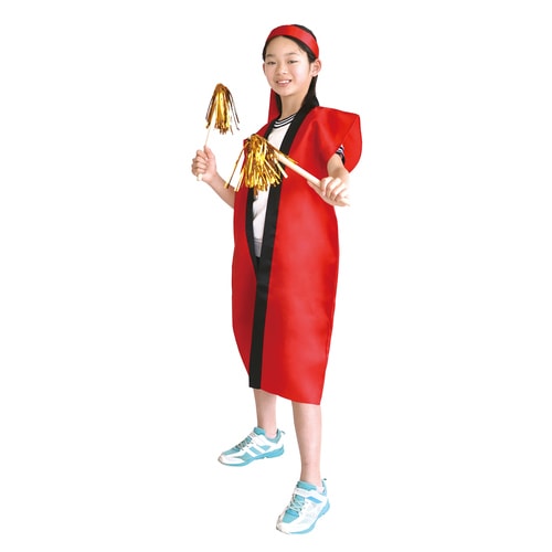 ソフトサテンロングハッピS赤ハチマキ付