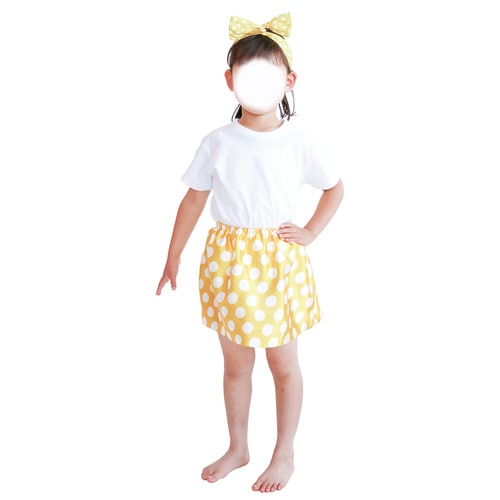 水玉ソフトサテンスカート 黄