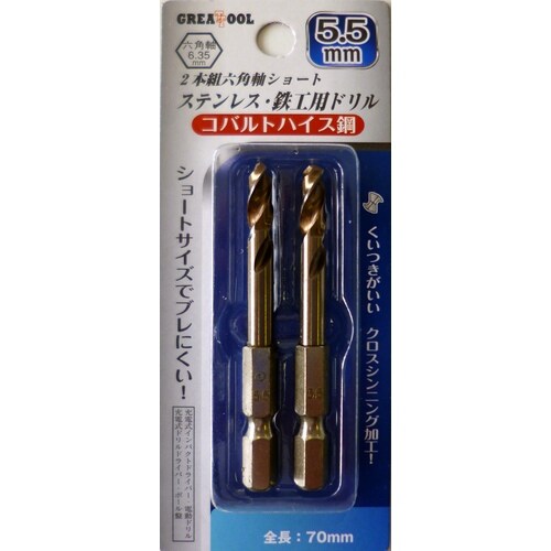 GT 六角軸ショートドリル 5.5 2P