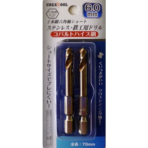 GT 六角軸ショートドリル 6.0 2P