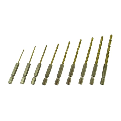 GT 10本組6角軸鉄工ドリル、チタンCO