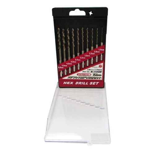 GT 10本組6角軸ステンドリル、コバルト