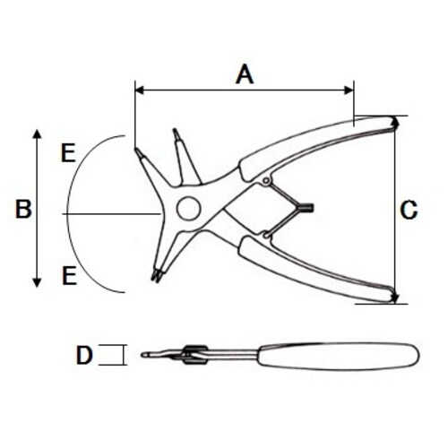 内外兼用スナップリングプライヤー2−9/6−9mm