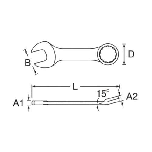 片目片口スパナ(ショートサイズ)12X104mm