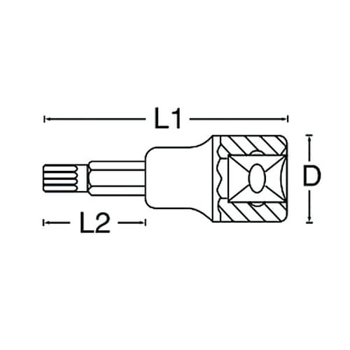 ビットソケット3/8 DR/T27X100