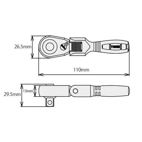 ラチェットハンドル(首振り)1/2 DRX110