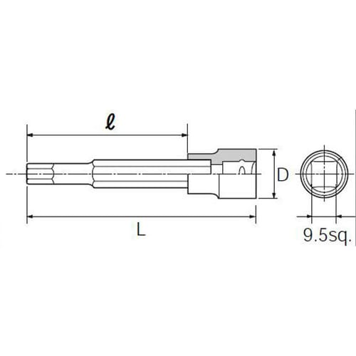 ビットソケット3/8 DR/7/16 X76