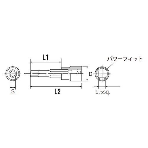 ビットソケット3/8 DR/7/32 X50