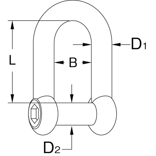 D型シャックル9.5X35.0/540kg