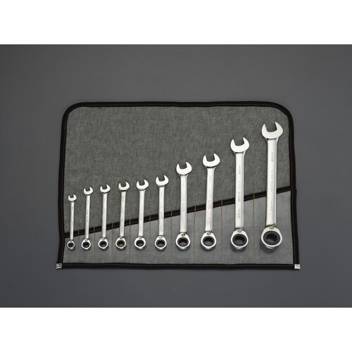 ラチェット片目片口スパナ10本組