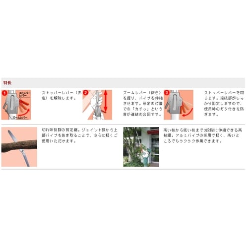 高枝鋏(伸縮式・300mm鋸刃)1.8−2.7m