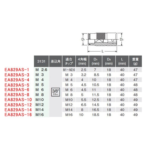 タップホルダーM1−M2.6