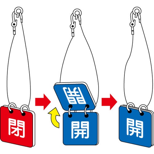 バルブ開閉札(赤/青)65X65mm