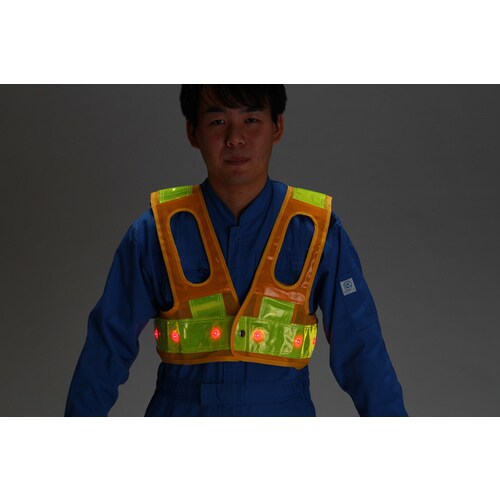 LED安全ベスト(フルハーネス用/黄・黄)