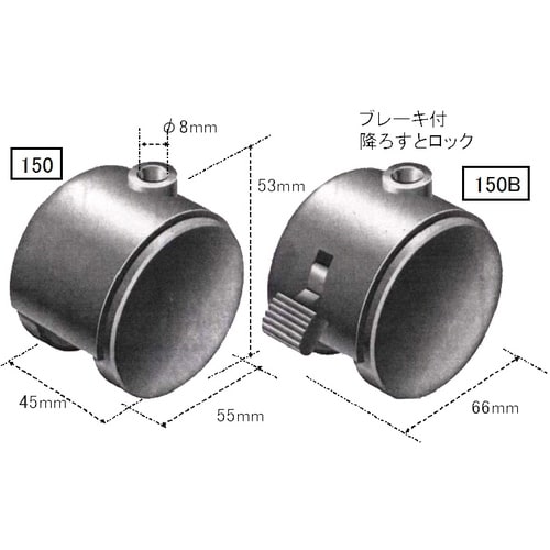キャスター(ツインホイール/4個)50mm