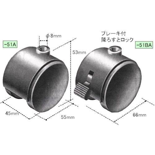 キャスター(ツインホイール・ブレーキ付/4個)50