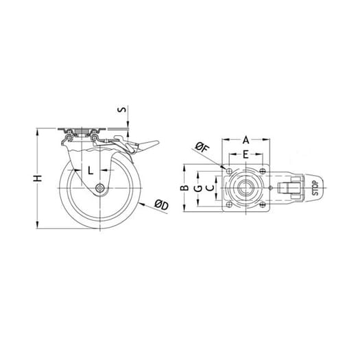 キャスター(自在金具)EA986PE−7
