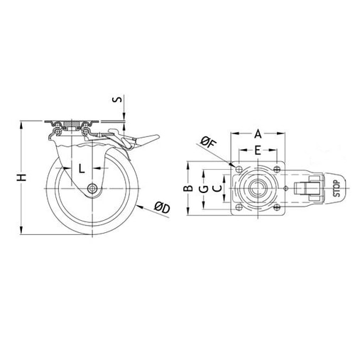 キャスター(自在金具)EA986PE−13