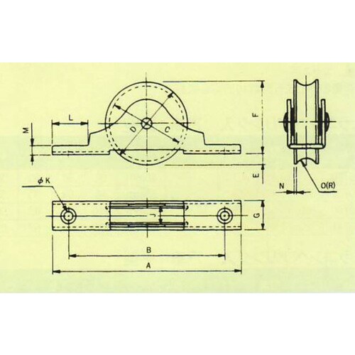 戸車(丸溝型・ナイロン製)40mm/50kg