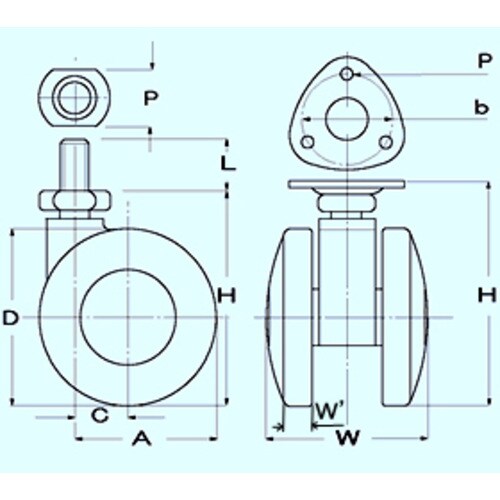 キャスター(ツインホイール・M8X15ネジ)50
