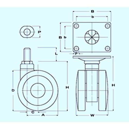 キャスター(ツインホイール)100mm