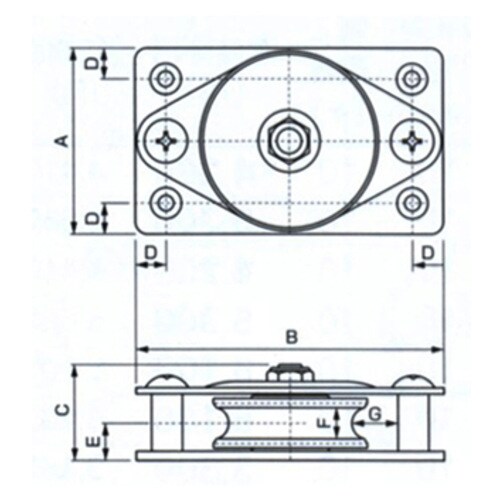 横型固定滑車(1車/メタル)25mm
