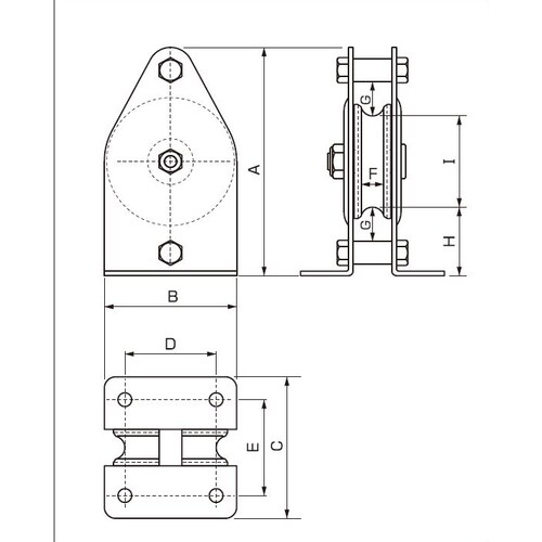 縦型固定滑車(ベアリング入)50mm/125kg