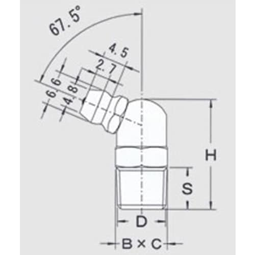 グリースニップルM6X0.75(67.5゜)