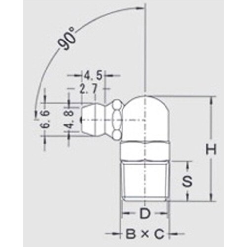 グリースニップルM6x0.75(90゜)