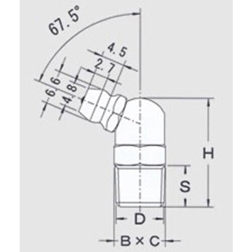 グリースニップルUNF1/4 (67.5゜)