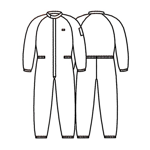 クリーンルーム用継ぎ作業服(白センターF)LL