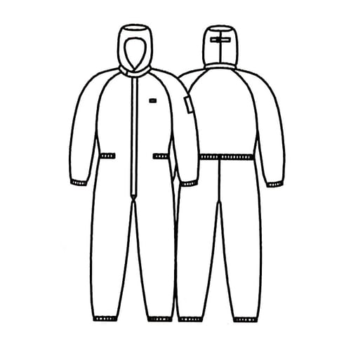 クリーンルーム用フード付継服(白/センターF)3L