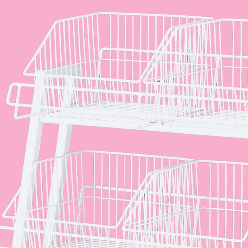 傾斜ジャンブルバスケット 4段 白W90cm