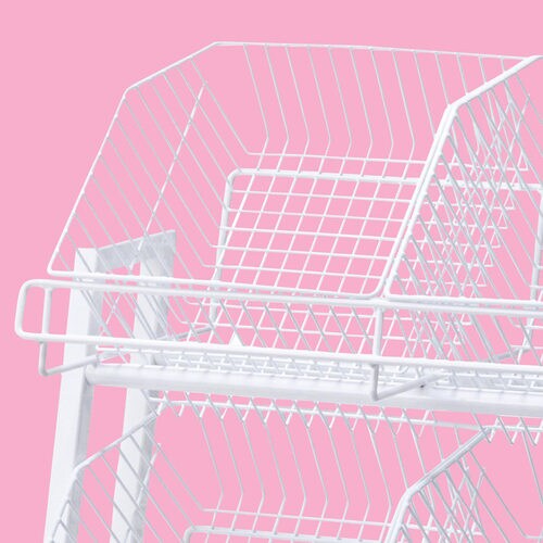 傾斜ジャンブルバスケット 3段 白W90cm
